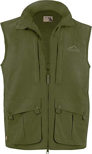 normani Outdoor Weste Freizeitweste Safariweste mit Sonnenschutz 50+ und vielen praktischen Taschen Farbe Olive Größe S