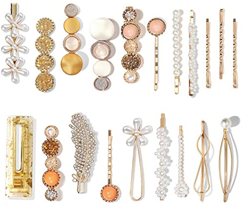 Mehayi 20 PCS Hair Accessories for Decorative Party Wedding, Pearl Hair Clips Set Fashion Korean Acrylic Resin Hair Barrettes, Bobby Pins Hairpins for Women and Ladies Girls Headwear Styling Tools