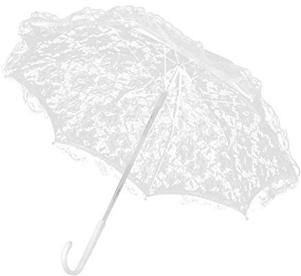 Alvinlite Ombrelle Dentelle Mariée - Parapluie Blanc Mariage - Dentelle Parapluie Dentelle de mariage vintage Broderie pur coton Lady Mariage Parasol Parapluie Décoration Photo Props(A) Ombrelle