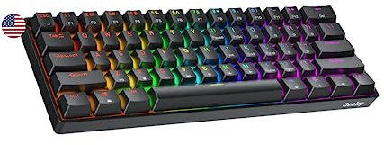 Geeky GK61 60% | Hot Swappable Tastiera da Gioco Meccanica | 61 Tasti Multi Colore RGB LED Retroilluminati per Gaming su PC/Mac | ANSI US Tastiera Americana (Nero, Mechanical Black)