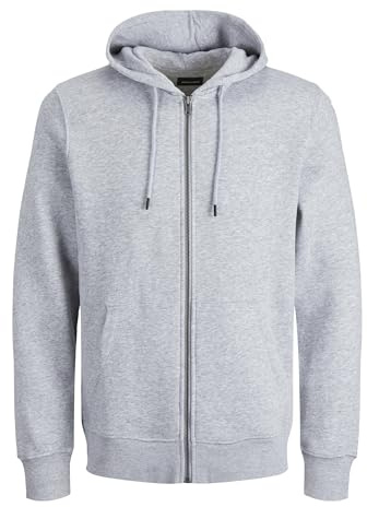 JACK & JONES Jjebradley Sweat À Capuche Zippé Noos Pls Homme Veste Sweat-Shirt, Gris Clair, 4XL Grande taille