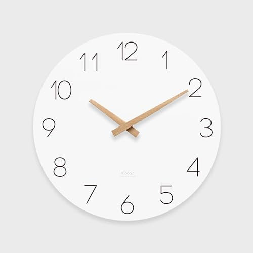 mooas Flatwood Wall Clock (Wood Mini), 9.8 Silent Non-Ticking Sweep Movement Decorative Battery Operated Wooden Wall Clock for Home Living Room Kitchen Bedroom Office School Cafe