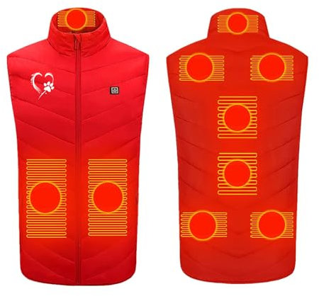 Heated Gilet for Men/Women,Upgraded USB Heated Vest Electric Body Warmer with 9 Heating Zones Plus Size Heated Coat Washable Winter Warm Vest Jacket for Outdoor Camping Hunting Fishing Skiing