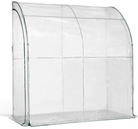 TERRE JARDIN - Serre de Jardin 4 Saisons - Serre Adossée d'Hivernage 200 x 80 x 160 cm - Bâche Imperméable Renforcée - Anti-intempéries, Antigel, Anti-UV - Structure en Acier Robuste