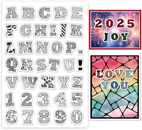 GLOBLELAND Gemusterte Buchstaben Klare Stempel Zahlen Silikonstempel Siegel Transparente Stempel Für DIY Scrapbooking Karten Erstellen von Fotoalben Journalen