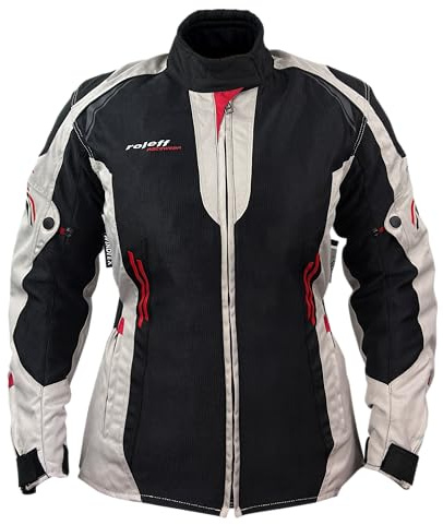 ROLEFF Giacca da moto da donna RO1812D – Nero/Beige – XS-5XL – Traspirante – Giacca estiva in rete – Leggera, confortevole, con protezioni – Ideale per le giornate calde, nero/beige, 4XL