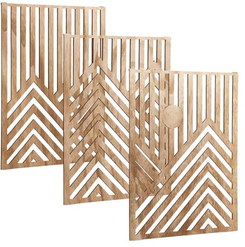 BUTORY 3Pcs Wood Wall Art Decor Wall Sculpture Decor Openwork Wood Wall Ornament Easy to Hang Timber Wall Artwork Easy to Install Handcrafted