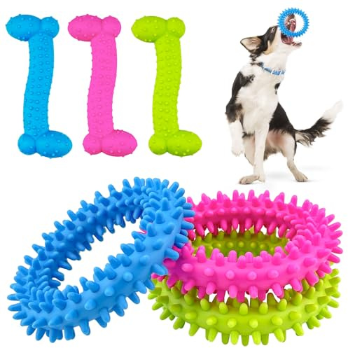 JNZLT 6 pezzi giocattolo da masticare cucciolo, giocattolo per cani, in gomma, calma, prurito, giocattolo per cani di taglia media, cuccioli, giocattolo da masticare