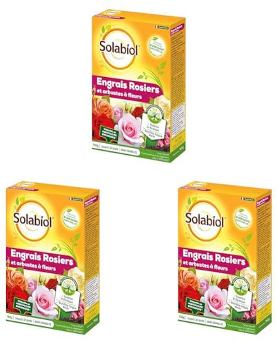 Solabiol Engrais Rosiers Et Arbustes A Fleurs | 750g | Nutrition Longue Durée | Fertilisation Douce Et Régulière SOROSY750 (Lot de 3)