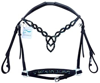 Pferde Trense mit Glitzer-Lava Design, Grün, einteilig in Cob.-Größe, Glitzer