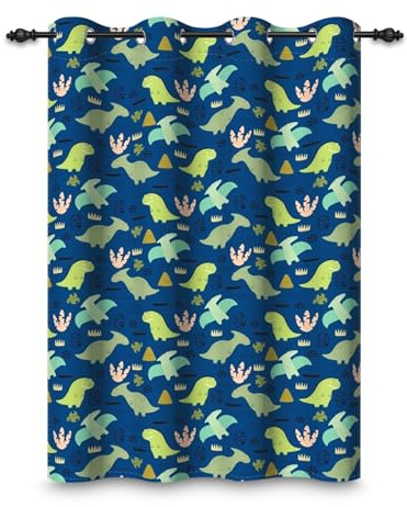 ggaimwf 107x160cm Cortina con Ojales para habitación Infantil de Dibujos Animados para niños y niñas Hojas Huellas Cortinas Opacas para Ventanas para bebés Sala de Juegos,1 Panel Individual