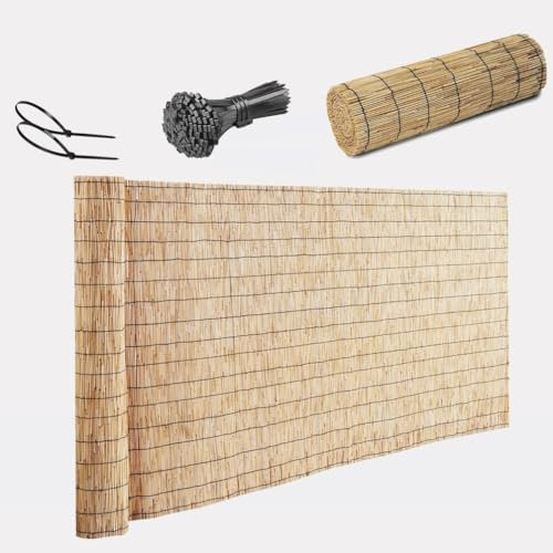 Valla De Caña Natural Tejida a Mano Pantalla Privacidad Exterior Rollos De Bambú para Cercas 30cm-180cm Estera de Cañizo ocultacion para Jardín Balcón(Natural)