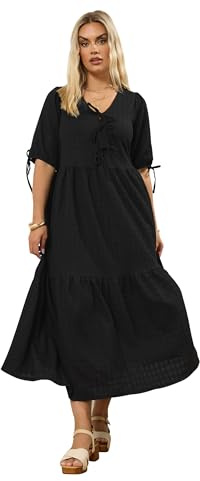 Yours Curve Bow Tie Detail Maxi Dress - Women's - Plus Size Curve Black