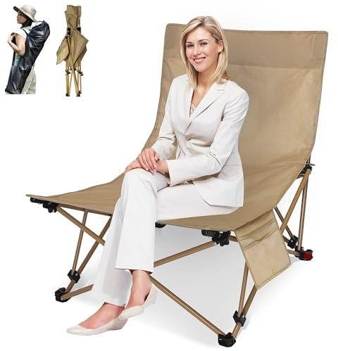 Chaise Pliante Camping 4 Angles Réglables Chaises de Camping avec Poches Latérales et Sac de Transport, Fauteuil de Peche Portable Pliable Capacité 150 kg, Pour Jardin Plage Exterieur Picnic