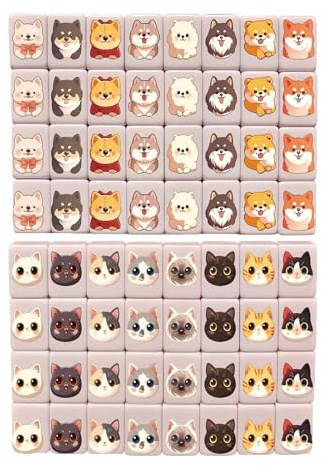 Quniwokid Jouet Classique De Mahjong, Jeu D'évasion Blocs Ensembles De Mahjong, 65 Tuiles Drapeau Et Motif d'animal De Compagnie Jeu De Mahjongs Jeux De Société en Bord De Plage
