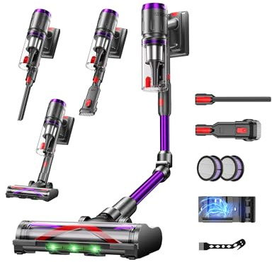 GIDGIMO professional X Circlio Aspirapolvere Senza Fili 58KPa/600W/75Min, Scopa Elettrica Senza Fili Verticale Antigroviglio con Display a LED, Ricaricabile a Parete, Per Animali/Pavimenti/Tappeti