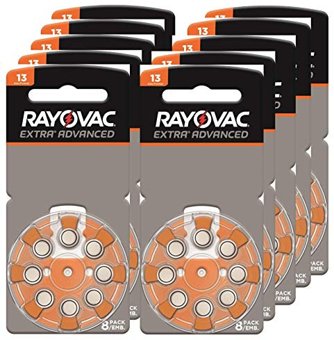 Rayovac Extra Advanced, Size 13 Mercury Free Hearing Aid Batteries (Pack 80 Batteries)