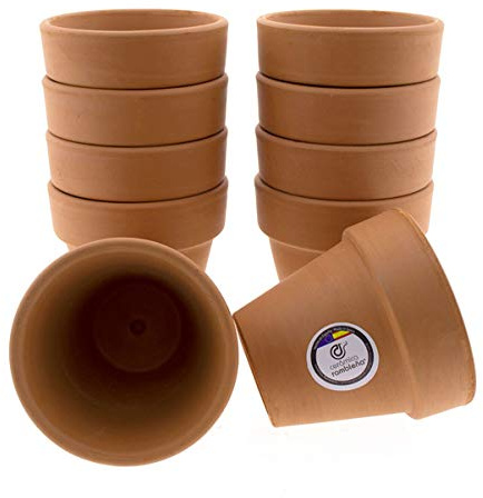 CERÁMICA RAMBLEÑA | Macetas de Barro Rojo | Macetas Decorativas | Macetas de cerámica | Macetas Exterior | Pack x10 Maceta de Barro Rojo Terracota | 9.5x9.5x9 cm