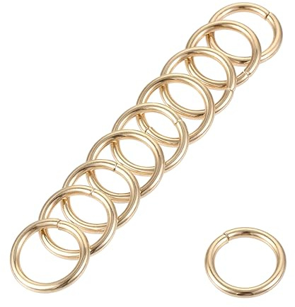 sourcing map 30 Stück O Ringe 0.39(10mm) Metall für Riemen Taschen Gürtel DIY Handwerk Gold Ton
