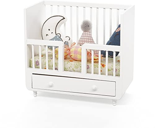 Odoria 1/12 Miniature Baby Crib Dollhouse Nursery Accessories
