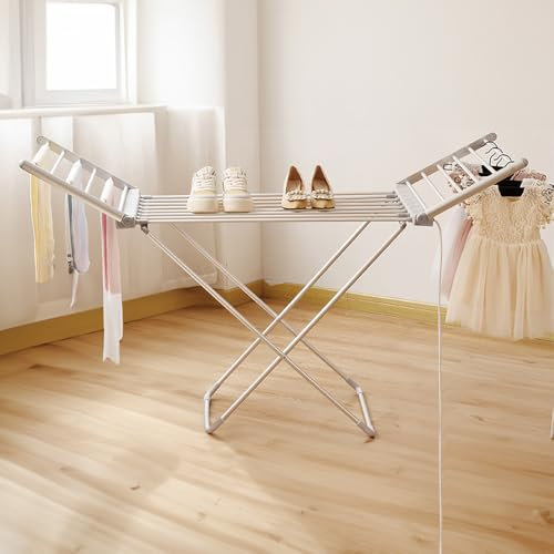 Alivio Electric Heated Clothes Dryer Folding Energy-Efficient Indoor Airer Wet Laundry Drying Rack Holds Upto 10kg