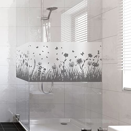 Ockult fönsterfilm - blomfält och tapeter - klistermärken för fönster och duschdörr - 40 x 100 cm