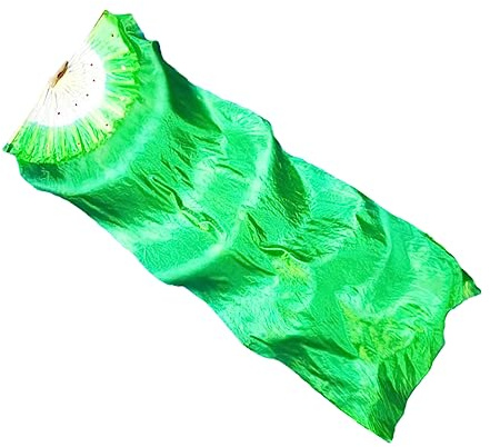 Kisangel Handmade Silk Veil Fan Bamboo Long Fan Belly Folding Lengthened for Green Dance Performance