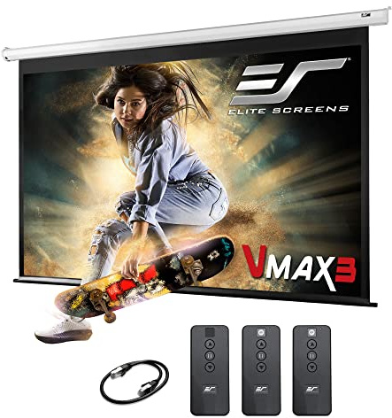 Elite Screens VMAX 3, 150-INCH 16:9, Projector Screen Retractable Motorized Drop Down Movie Gaming Entertainment, VMAX150UWH3