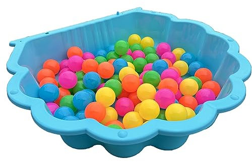 Wassermuschel Sandmuschel Pool Wasserbecken Planschbecken oder Sandkasten gefüllt mit 100 bunten Spielbällen (türkis)
