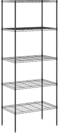 Furinno Wayar - Estante de Almacenamiento de Metal de 5 Niveles, 24 x 14 x 60, Color Negro