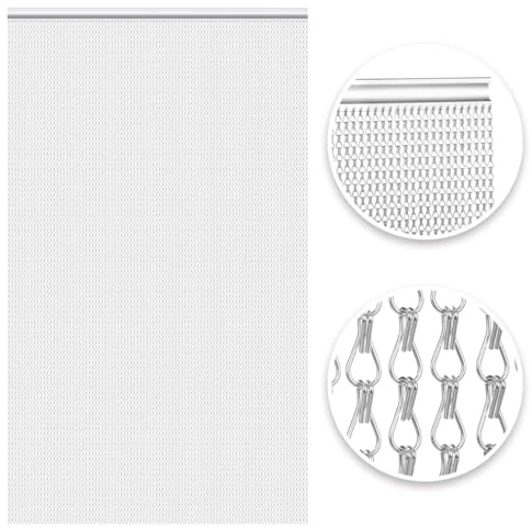 VerRich Kedjegardin, 80 x 200 cm aluminium dörr insektsnät silver metall insektsskydd skadedjursbekämpning