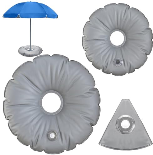 Rierousy 2 soportes para sombrilla con peso para agua, 90 cm/50 cm, bolsas de peso de calibre, sombrilla, base de paraguas, bolsa de peso adecuada para la fijación de paragüeros en balcones, playas,