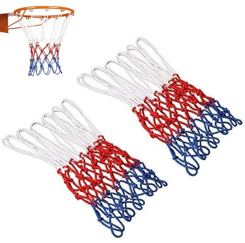 JJiaoLinin Reti da Basket,2 Pezzi Rete da Basket Professionale, Rete per Canestro Basket, Ricambio Rete Canestro12 Anelli, Adatta per Campi Scolastici, Basket, Interni ed Esterni (50 cm)