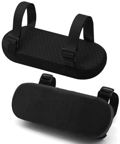 DAWRIS Armrest Pads,Ergonomic Armrest Pads,armrest Cushions Elbow Pressure Relief Pillow,Office Chair Gaming Chair armrest with Memory Foam Covers,Black Armrest Slipcover Pads(Set of 2),Black