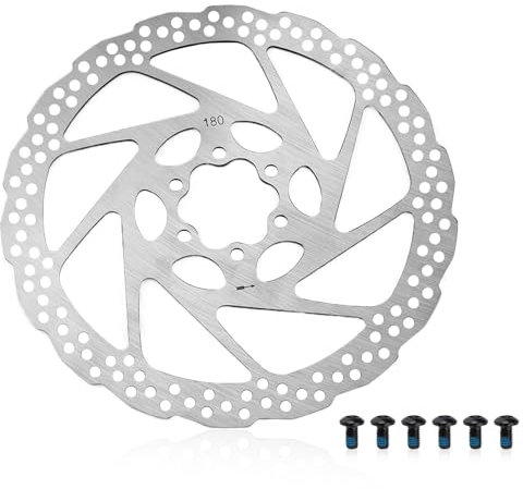 0XBIT 180mm Freni a Disco Bici, Disco Freno Mtb in Acciaio Inossidabile 1cr13, Freno a Disco a 6 Fori, Distanza Relativa Tra i Fori 44mm, Adatto per Mountain Bike e Bici da Strada
