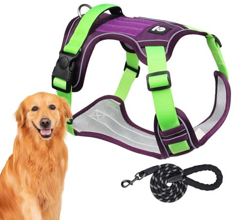 Hundetrainingsgeschirr, Hundegeschirr für große Hunde - Atmungsaktives, reflektierendes Hundegeschirr, verstellbares Hundegeschirr | Hunde-Brustgeschirr, Hunde-Zuggeschirr mit Seil zum Spazierengehen,