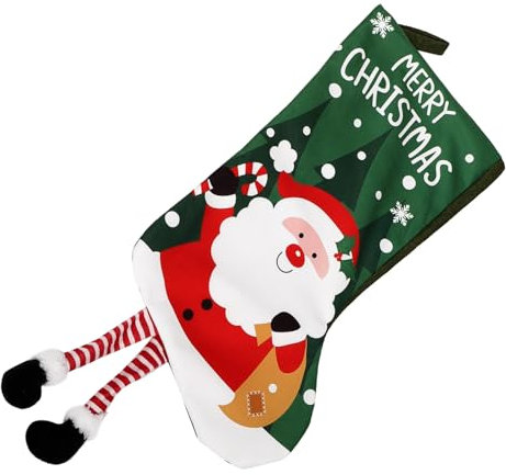 CONGARTENO Weihnachtsstrumpf aus Hochwertigem Stoff Hängende Dekoration für Weihnachtsbaum oder Kamin Platz für Süßigkeiten und Geschenke Leicht und Kompakt