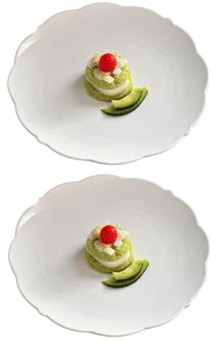 MMCCHB Meal Plate, Breakfast Plate, Simple lace Ceramic Plate, Western Dessert Plate, Salad Plate, Ceramic Flat Plate Set