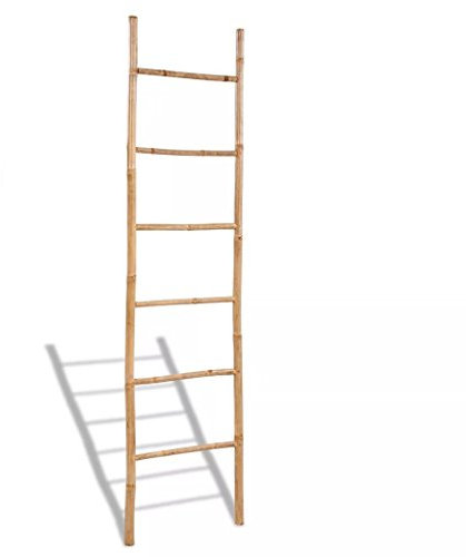 Échelle à serviettes en bambou avec 6 échelons - Échelle décorative pour salle de bain - Porte-serviettes - 50 x 190 cm