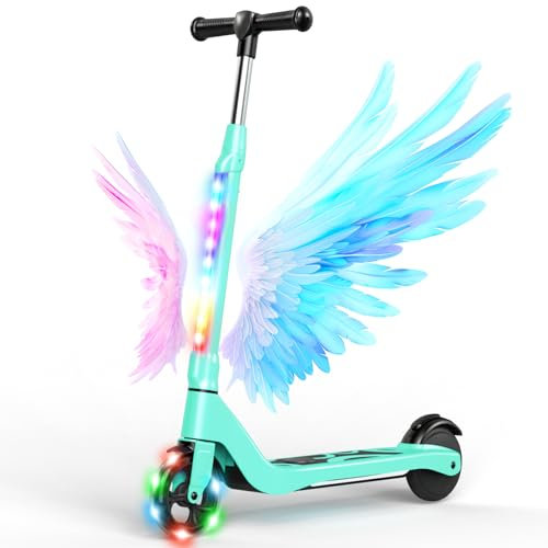 SISIGAD E Scooter Kinder für 6-10 Jahre, E Roller Kinder 5.3 Zoll Kinderroller mit Blinkende LED-Leuchten & 3 Einstellbare Höhe, Elektroroller Kinder 45W Motor Max 10km/h, Maximale Belastung 70kg