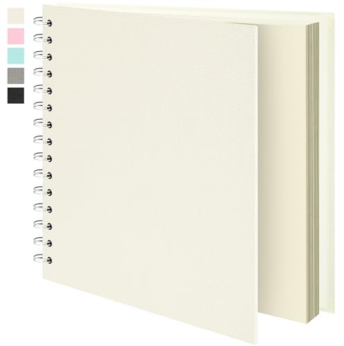 Vienrose Scrapbook-Album 20 x 20 cm Fotoalbum, Reise-Scrapbook mit Strukturiertem Hardcover, Ideal für Hochzeiten, Babys, Familie, Abschlüsse, Haustiere (20 Blätter/40 Seiten, Beige)