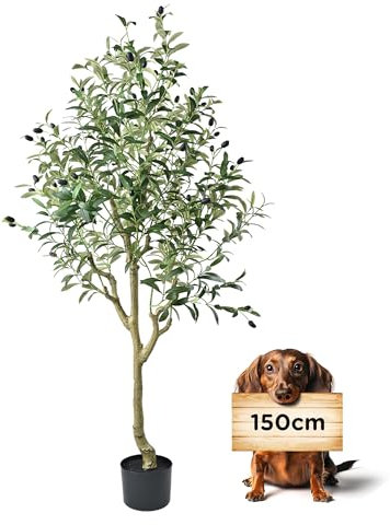 crafity Künstlicher Olivenbaum 150cm Kunstpflanze wie echt Üppig Künstliche Pflanzen Olivenbaum Deko Kunstbaum für Wohnzimmer Schlafzimmer Büro