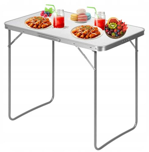 KRUMAD Campingtisch Klappbar 70x50x60 cm, Gartentisch Ausziehbar, Klapptisch Camping, Wetterfest und Stabil, Ideal für Camping, Garten, Balkon, Picknick, Beinverriegelungssystem, Tragbar mit Griff