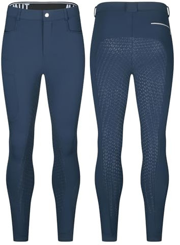 YXADGML Reitleggings Professionelle Reithose for Herren, Vollsilikon, Reitsporthose, elastisch, schnelltrocknend(Blue,S)