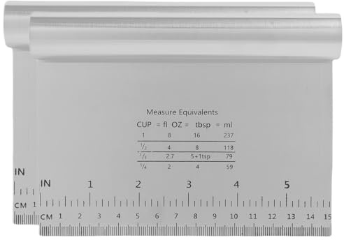 2 Grattoir à Pâte en Acier Inoxydable Avec échelle de Mesure, Spatule Pâtisserie Lissage 15x12 cm, Grattoir Gâteau Pâtisserie, Lisseur Gâteau, Coupe Pâte Boulangerie, Lame Incurvée Ergonomique