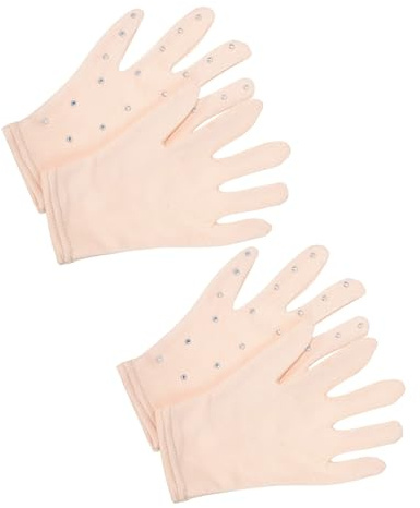 Yardenfun 2 Pares de Patinaje Artístico para Niñas y Mujeres Ajustables con Diseño Dividido Brillantes para Danza sobre Hielo y Shows Cubre Manos Decorativos para Competición y Espectáculo