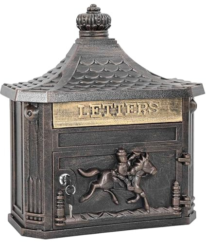 vidaXL Cassetta Postale da Muro con porta Bronzo 40,5 x 16 x 45 cm, Decorazioni per Giardino e Terrazza, Cassetta Postale Vintage, Impermeabile, Montata a Muro