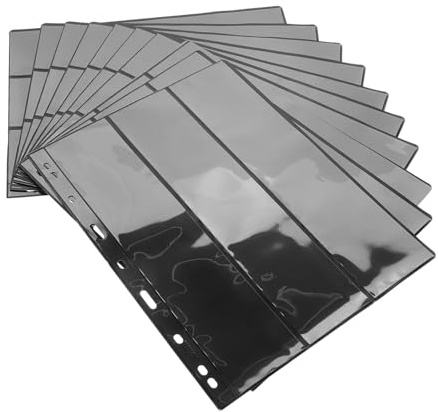 GARIOUANS 10pcs Feuilles de Pages pour Collectionneurs de Timbres en Pet Noir, Design Élégant, 3 Emplacements Double Face pour Organiser et Stocker Amplement les Timbres