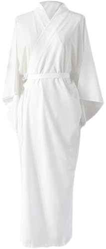 Kimonos japoneses para mujer, kimono japonés tradicional blanco sólido con cinturón, talla única, mangas largas, forro Yukata, pijamas para vacaciones, spa, hospital y gimnasio