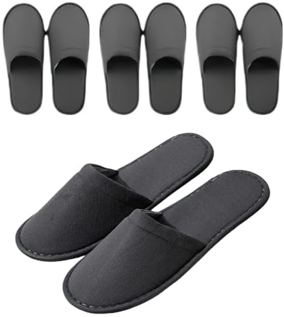 4 Paires Chausson Jetable Hotel,Pantoufles Hotel Pantoufles pour Invités,Chaussons Jetables pour Hommes Femmes,Voyage,Fête,Hôtel,Spa,Emballées Individuellement,Grises,28 x 11 cm